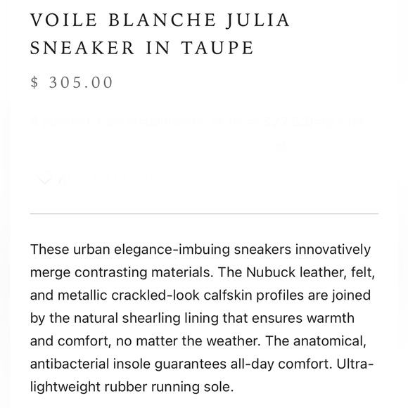 NWT VOILE BLANCHE JULIA Sneaker In Taupe - Picture 3 of 14